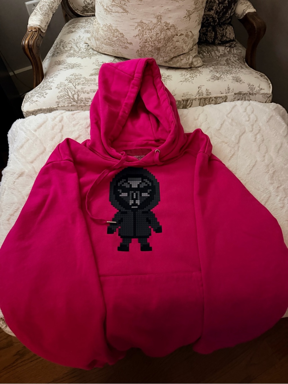 Never Worn - Mostly Heard Rarely Seen 8-Bit Head Master Hoodie — Hot Pink